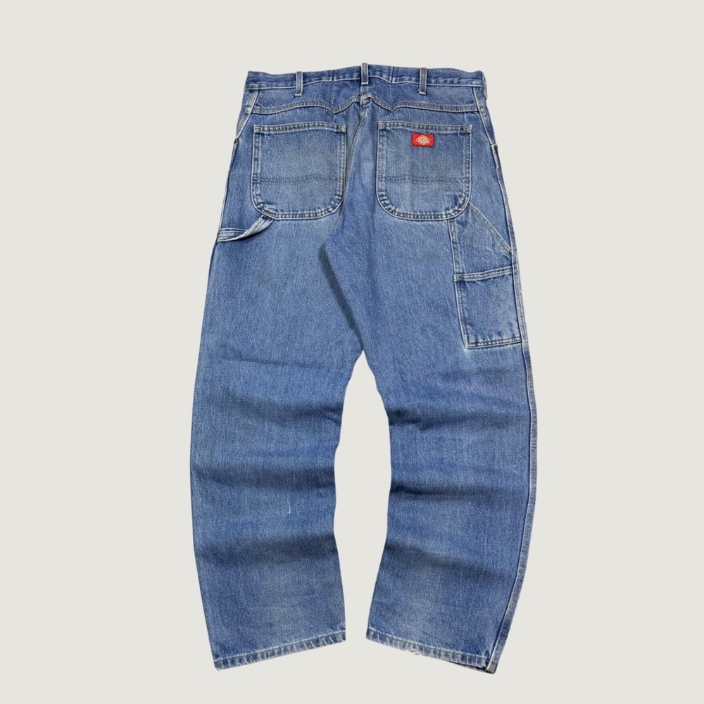 Dickies Relaxed Fit Carpenter Jeans Mens 36x32 Blue Distressed Workwear 1993SNB